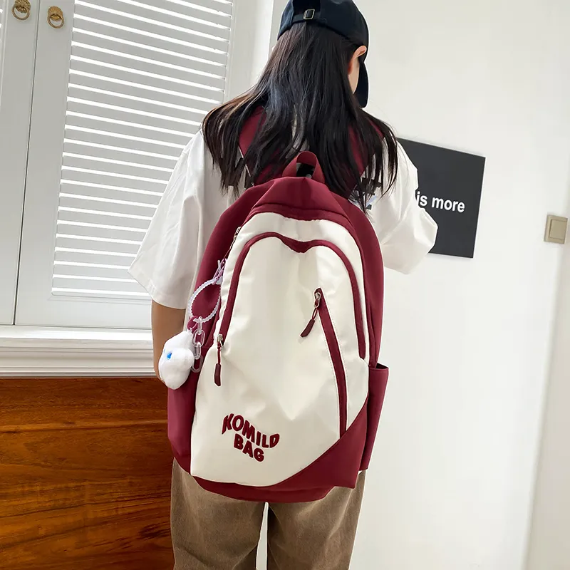 LUVISTRUE Nylon Backpack Travel Bag Unisex Light Gray/Black/Burgundy/Khaki/Dark Blue/Pink-10