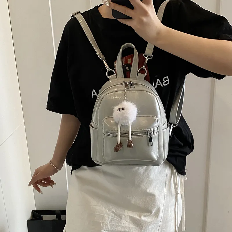 LUVISTRUE PU Small Backpack Regular Women's White/Light Gray/Black/Blue/Pink-10