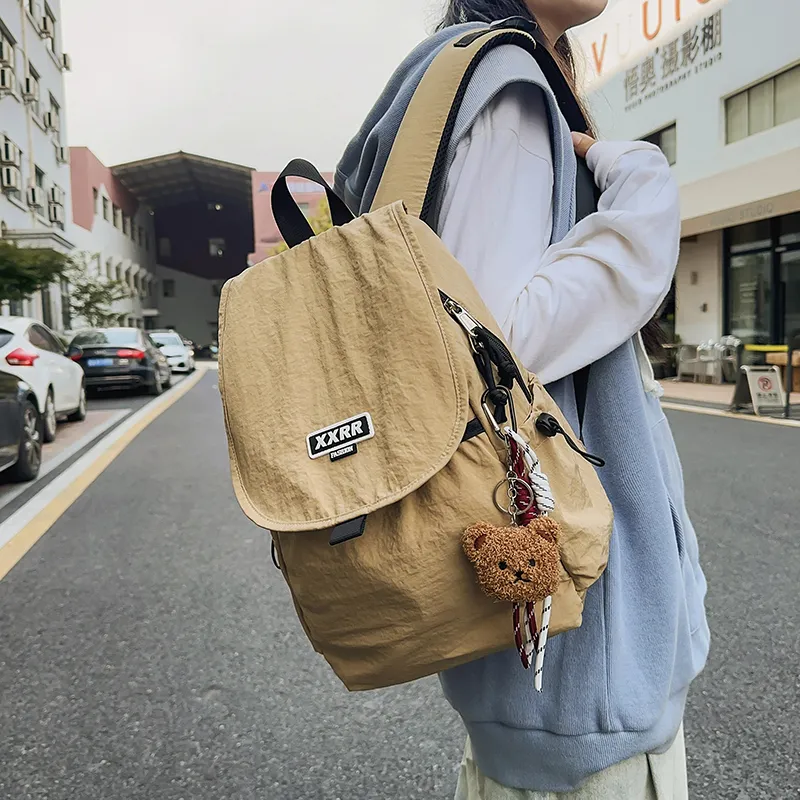 LUVISTRUE Nylon Backpack Regular Unisex Black/White/Gray/Khaki/Blue-12