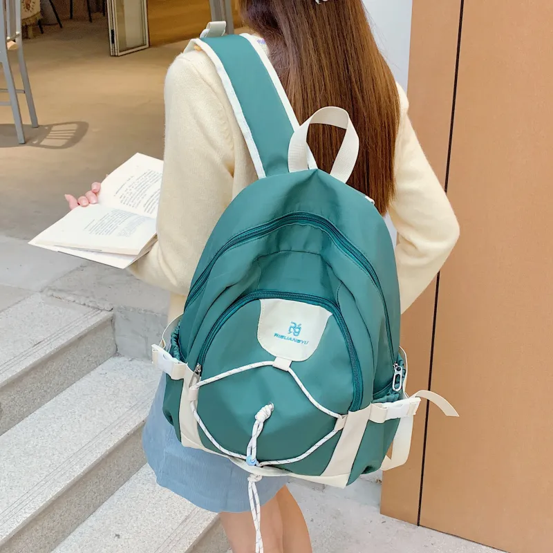 LUVISTRUE Nylon Fabric Backpack Regular Women's Green/Yellow/Brown-3