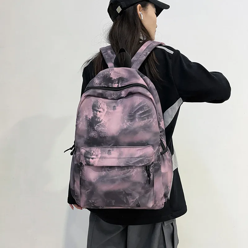 LUVISTRUE Nylon Backpack Regular Unisex Black/Green/Pink-8