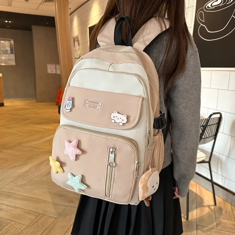 LUVISTRUE Nylon Backpack Regular Women's Khaki/Black/Pink/Purple-2