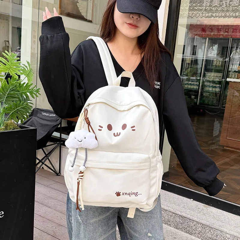 LUVISTRUE Nylon Backpack Women's White/Black/Yellow/Khaki/Sky Blue-2