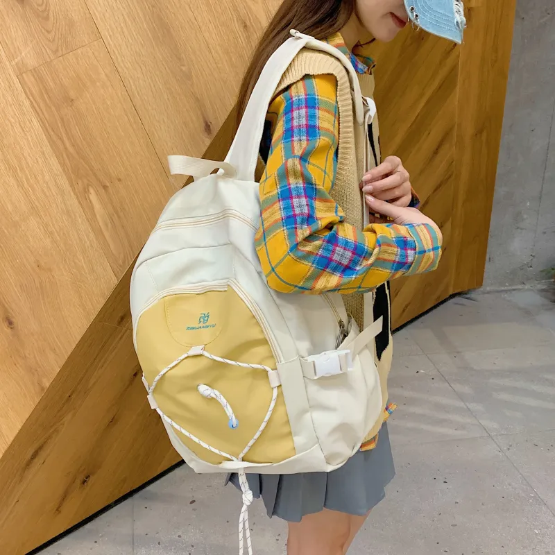 LUVISTRUE Nylon Fabric Backpack Regular Women's Green/Yellow/Brown-8