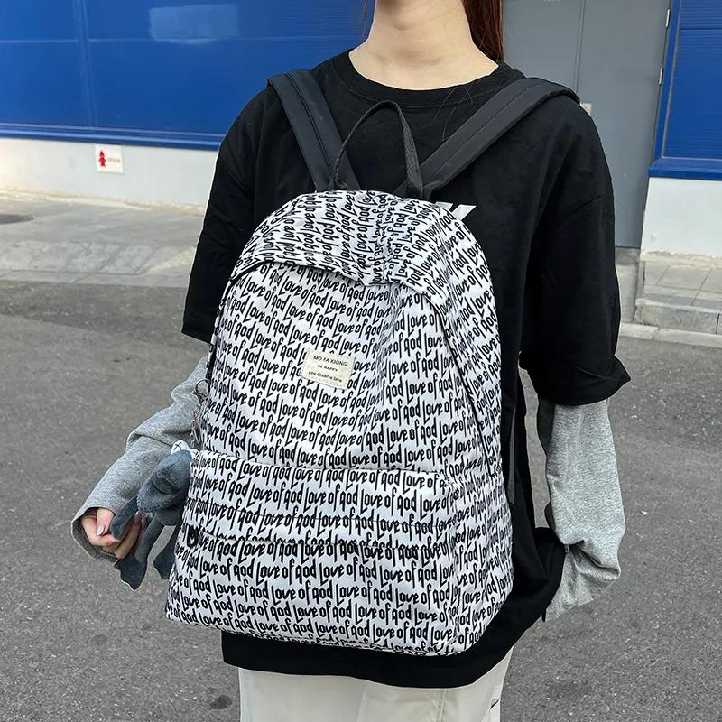 LUVISTRUE Composite Cloth Laptop Backpack Regular Unisex Black/Ecru/Blue-5
