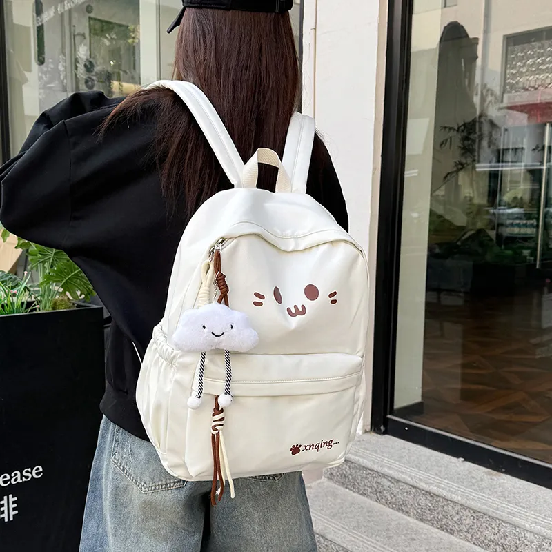 LUVISTRUE Nylon Backpack Women's White/Black/Yellow/Khaki/Sky Blue-5