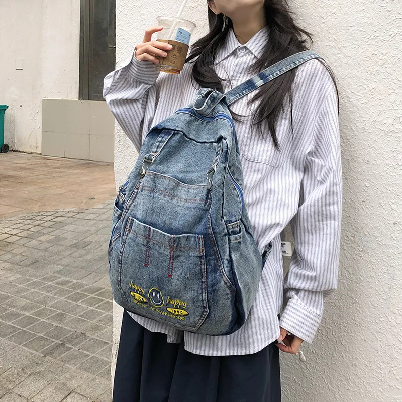 LUVISTRUE Denim Backpack Unisex Black/Blue-20