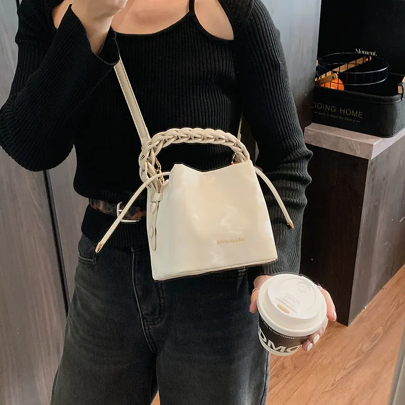 LUVISTRUE PU Bucket Bags Shoulder Bag Crossbody Bag Handbag Medium Size Women's White/Pink/Black/Coffee-2