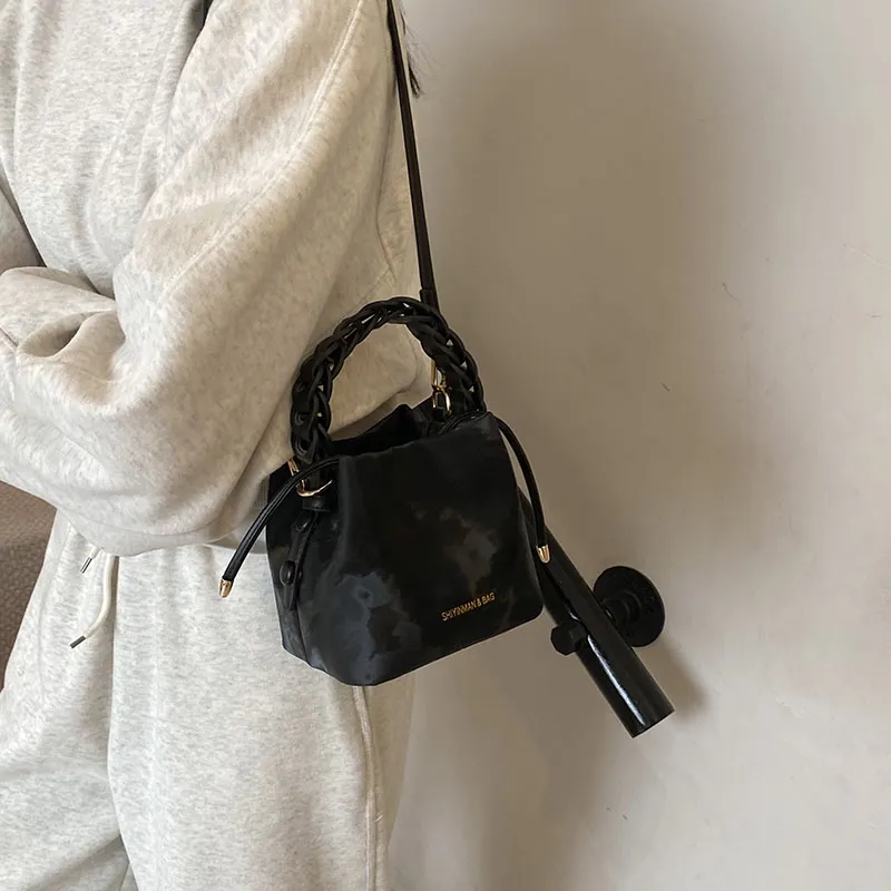 LUVISTRUE PU Bucket Bags Shoulder Bag Crossbody Bag Handbag Medium Size Women's White/Pink/Black/Coffee-16