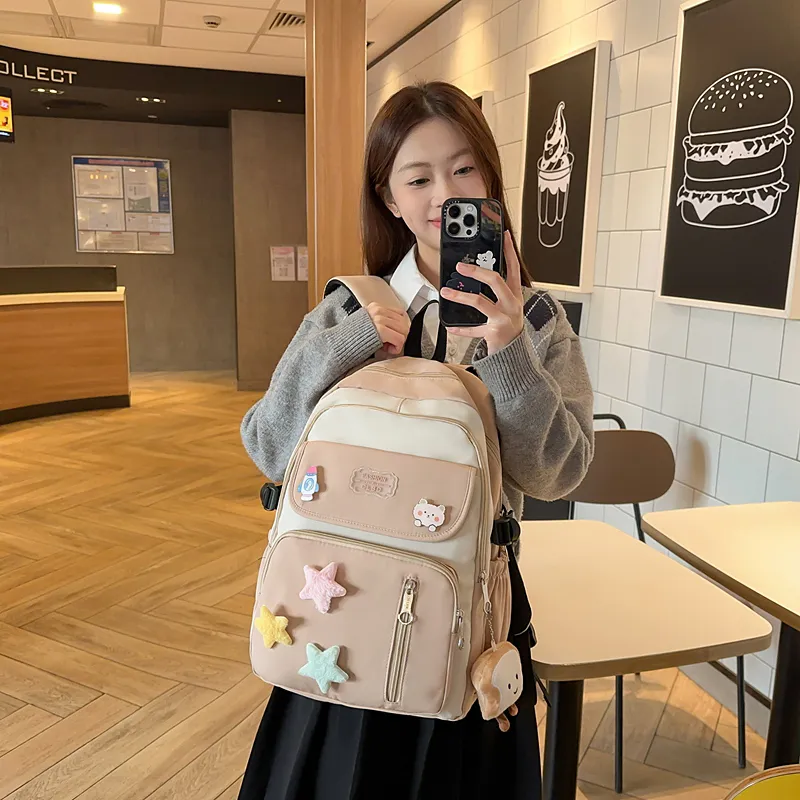 LUVISTRUE Nylon Backpack Regular Women's Khaki/Black/Pink/Purple-4