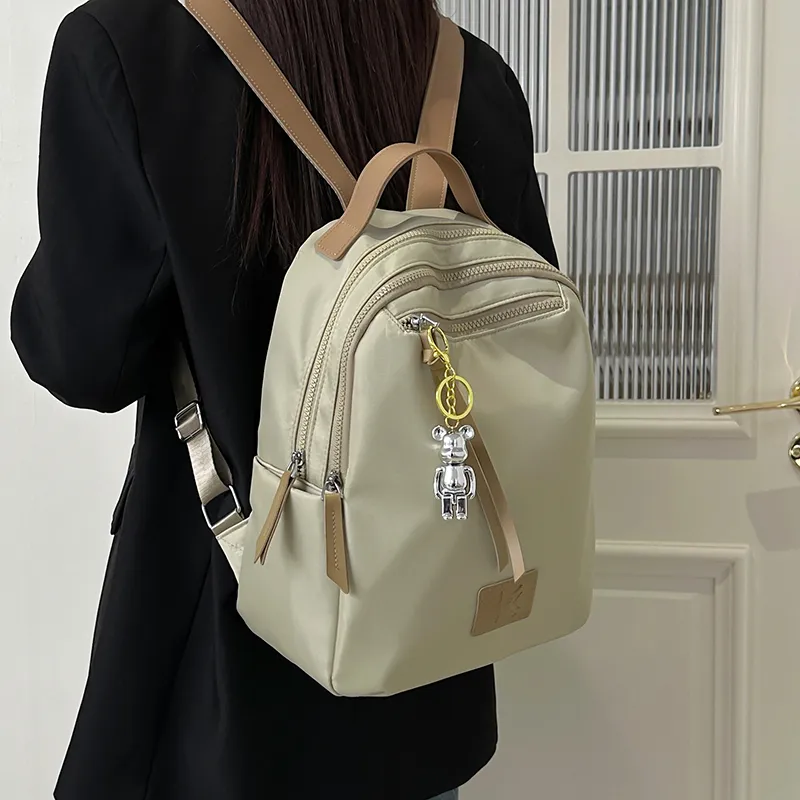 LUVISTRUE Nylon Backpacks Regular Unisex Ecru/Black Gray/Khaki-17