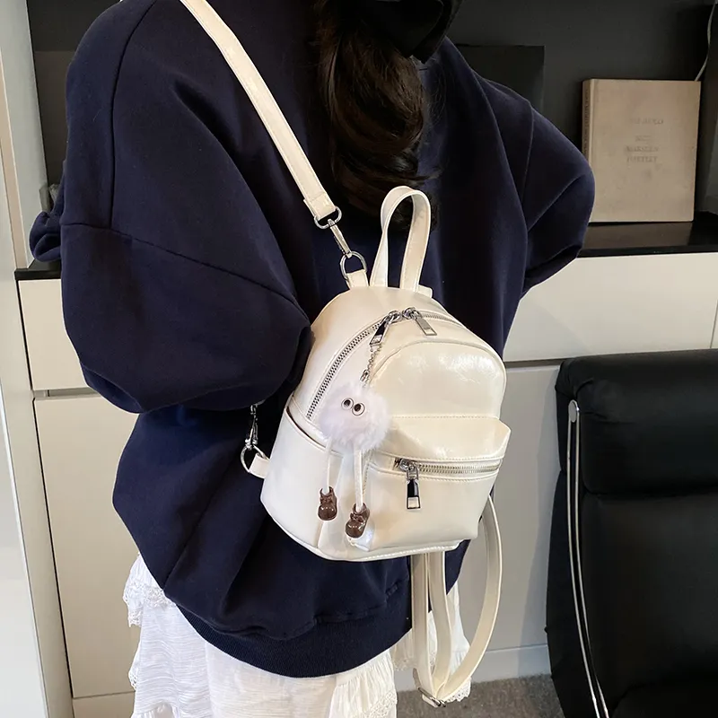 LUVISTRUE PU Small Backpack Regular Women's White/Light Gray/Black/Blue/Pink-5