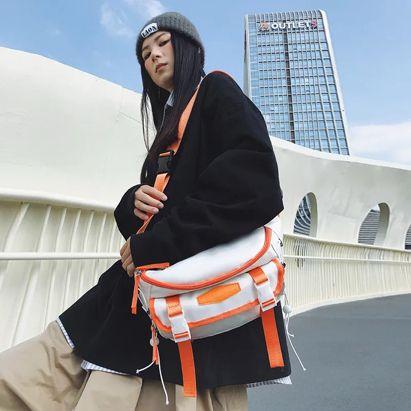 LUVISTRUE Nylon Sling Bag Unisex Gray/Black/Orange/Green/Blue-15