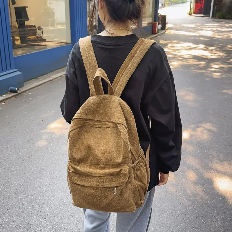LUVISTRUE Denim Backpack Medium Size Unisex Black/Light Blue/Khaki/Dark Blue-9