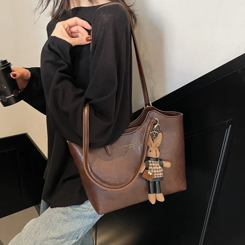 LUVISTRUE PU Tote Bag Shopping Bag Shoulder Bags Regular Women's Coffee/White/Black/Pink-3