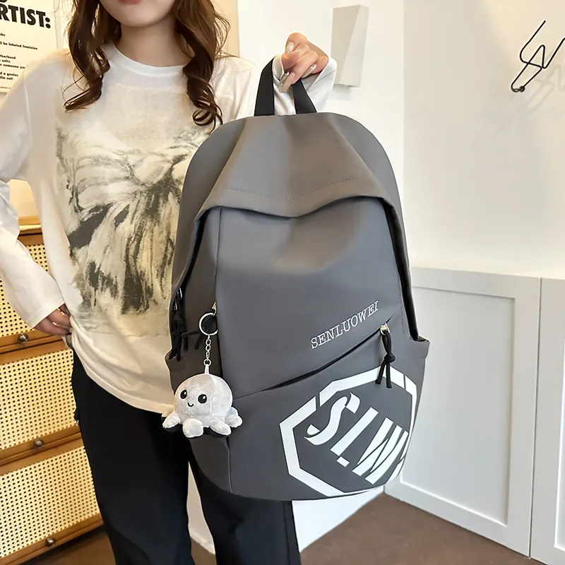 LUVISTRUE Nylon Backpack Unisex Gray/Black/Burgundy/Khaki/Blue-5