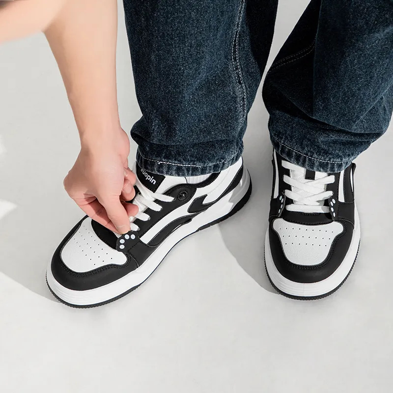 TUOPIN Pie Shoes Skateboard Shoes Unisex Low Top Black-19