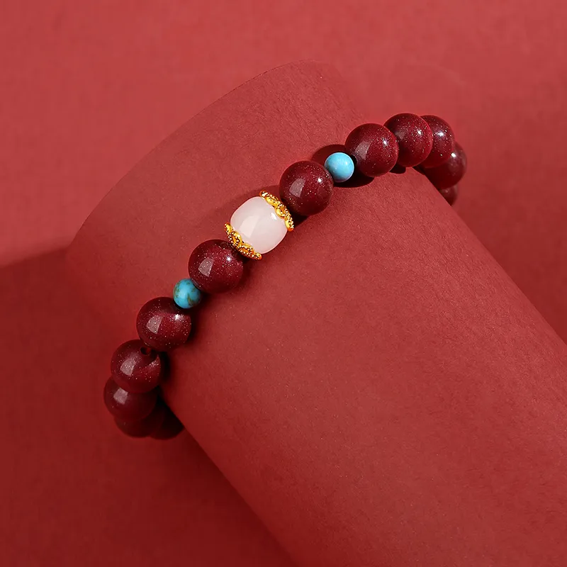 YFANXI Reconstructed Cinnabar Bracelets Women's-3