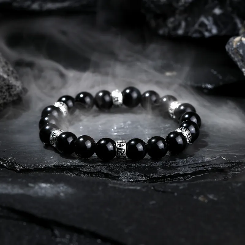 YFANXI Obsidian Jade Bracelets Men's-2