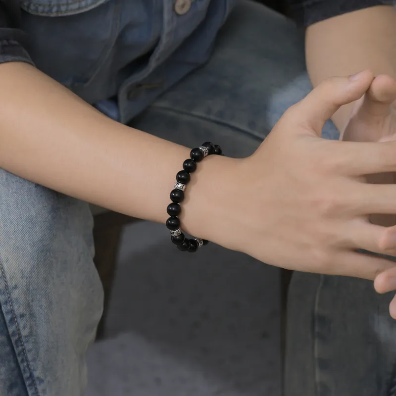 YFANXI Obsidian Jade Bracelets Men's-5