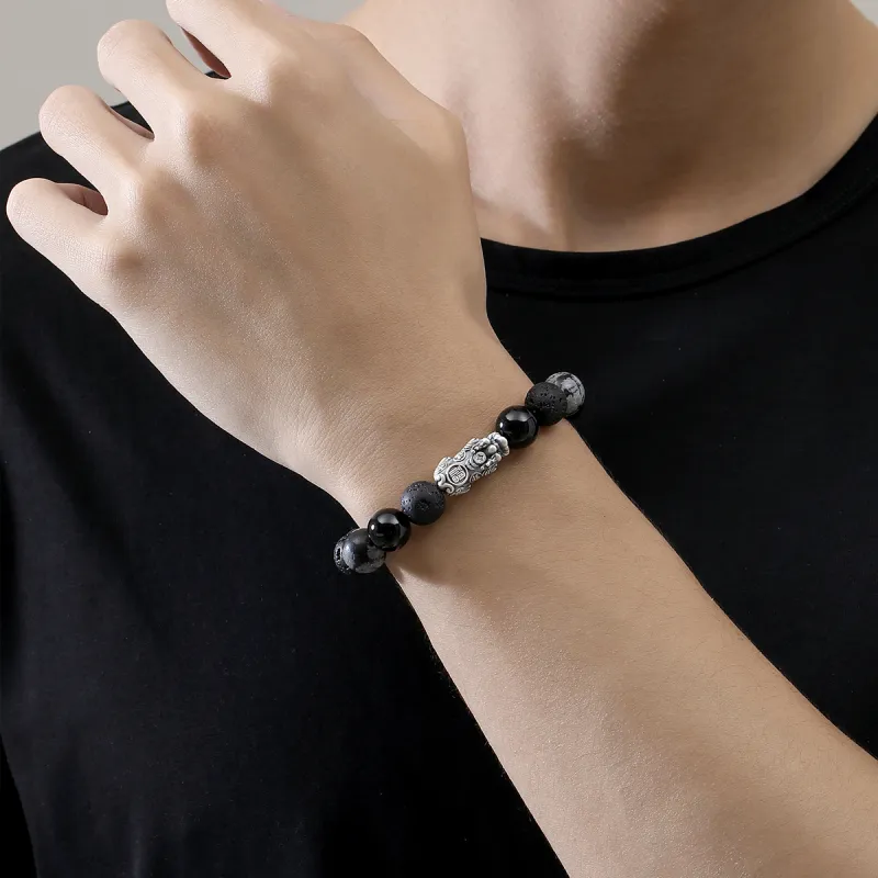 YFANXI Obsidian Jade Bracelets Men's-3