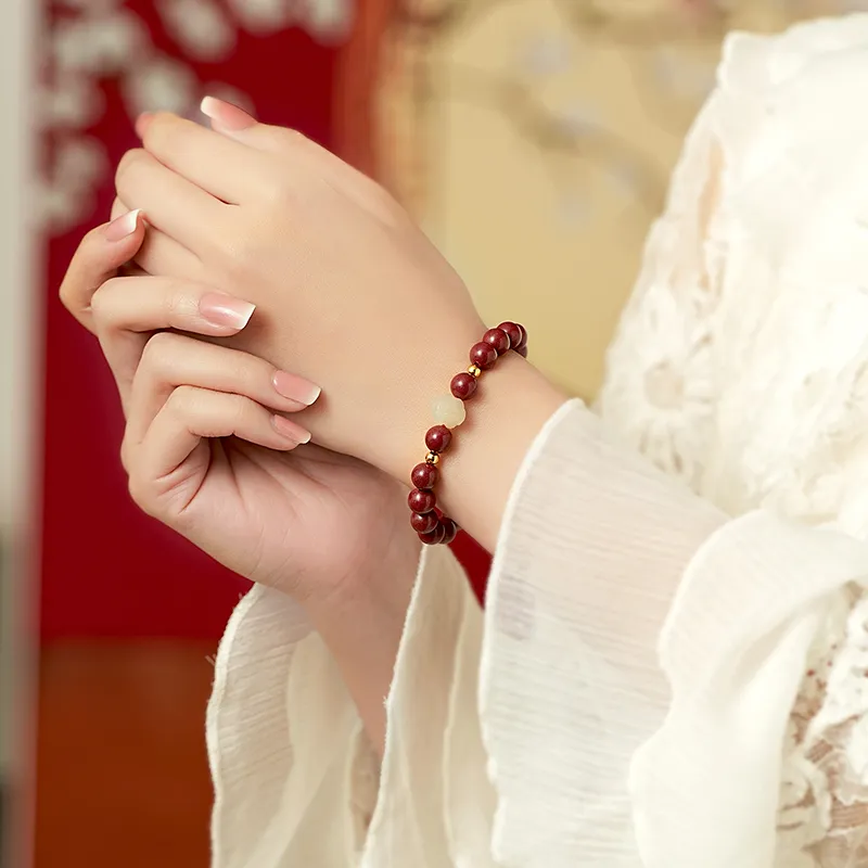 YFANXI Reconstructed Cinnabar Jade Bracelets Women's-5