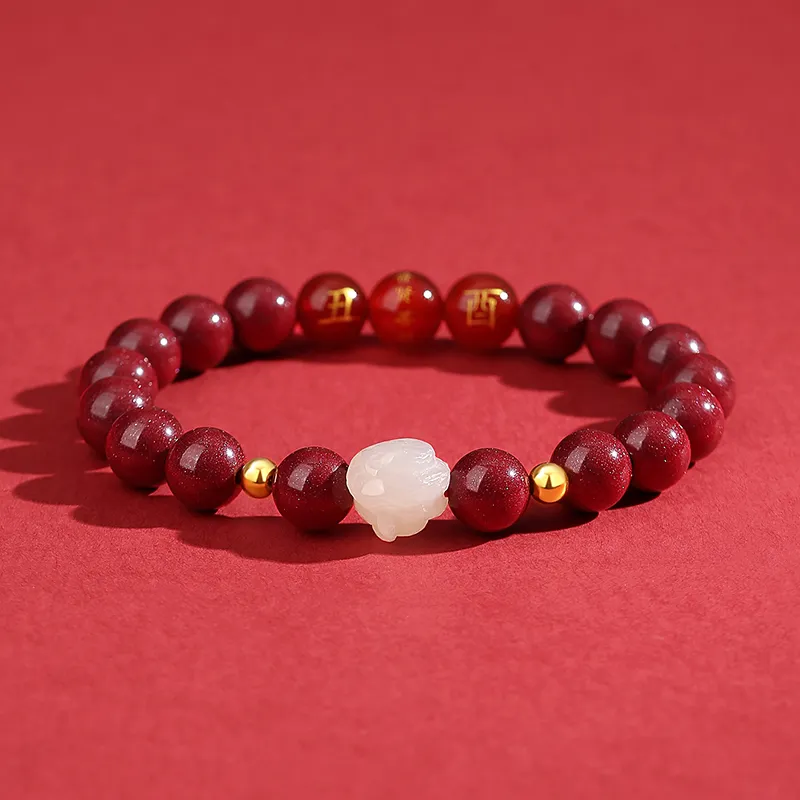 YFANXI Reconstructed Cinnabar Jade Bracelets Women's-1