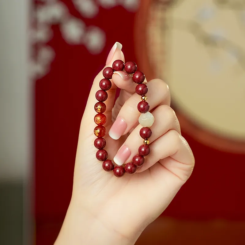 YFANXI Reconstructed Cinnabar Jade Bracelets Women's-6