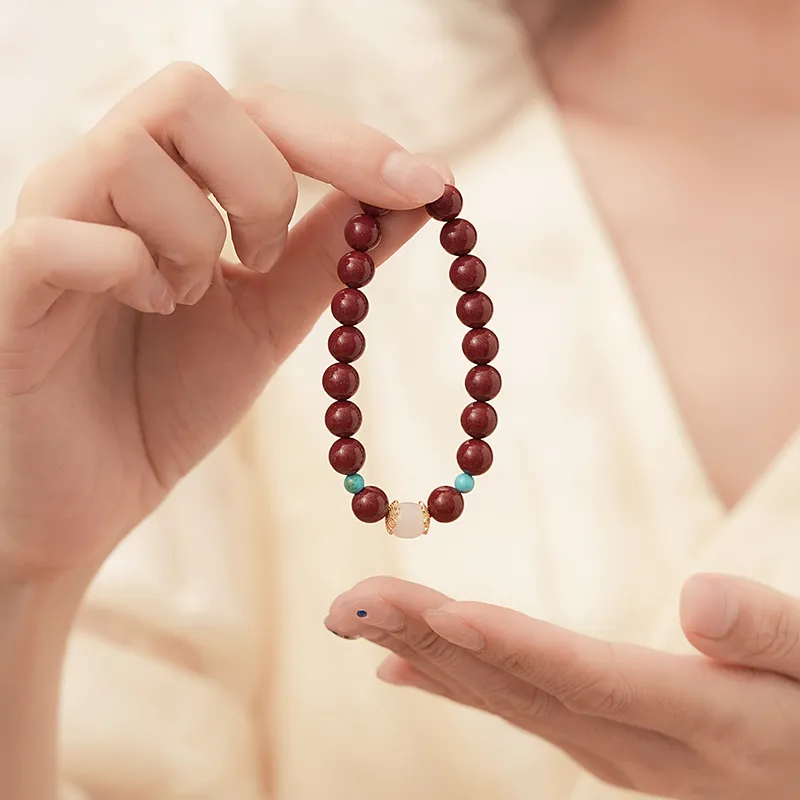 YFANXI Reconstructed Cinnabar Bracelets Women's-4