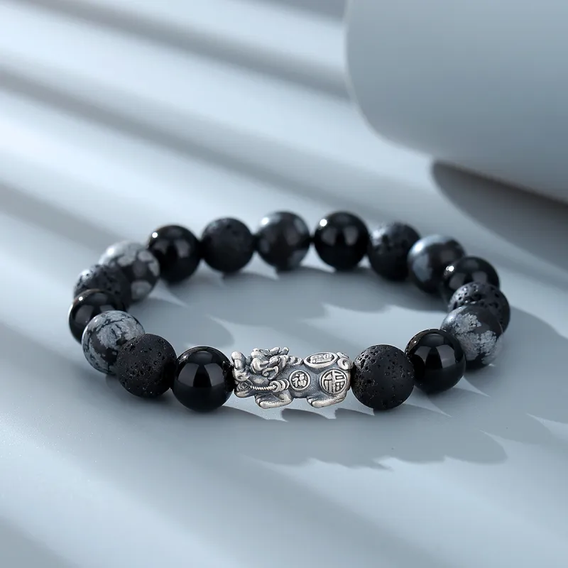 YFANXI Obsidian Jade Bracelets Men's-6