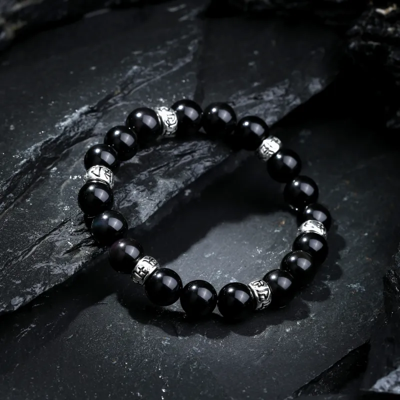 YFANXI Obsidian Jade Bracelets Men's-4