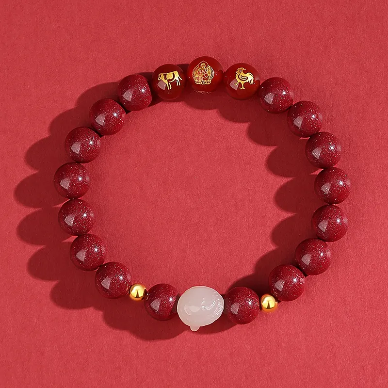 YFANXI Reconstructed Cinnabar Jade Bracelets Women's-2
