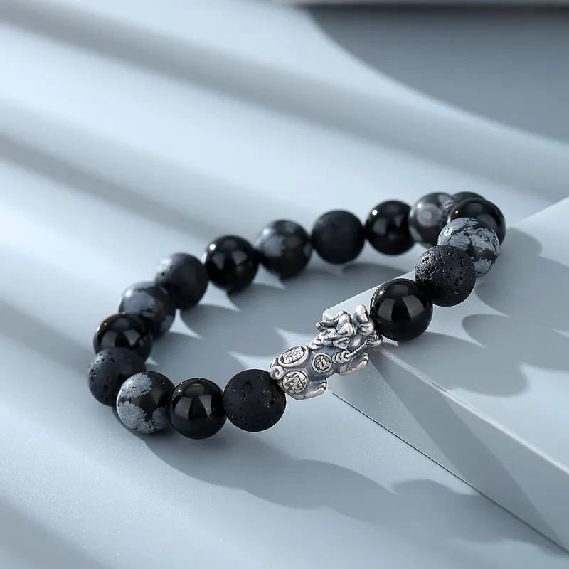 YFANXI Obsidian Jade Bracelets Men's-4