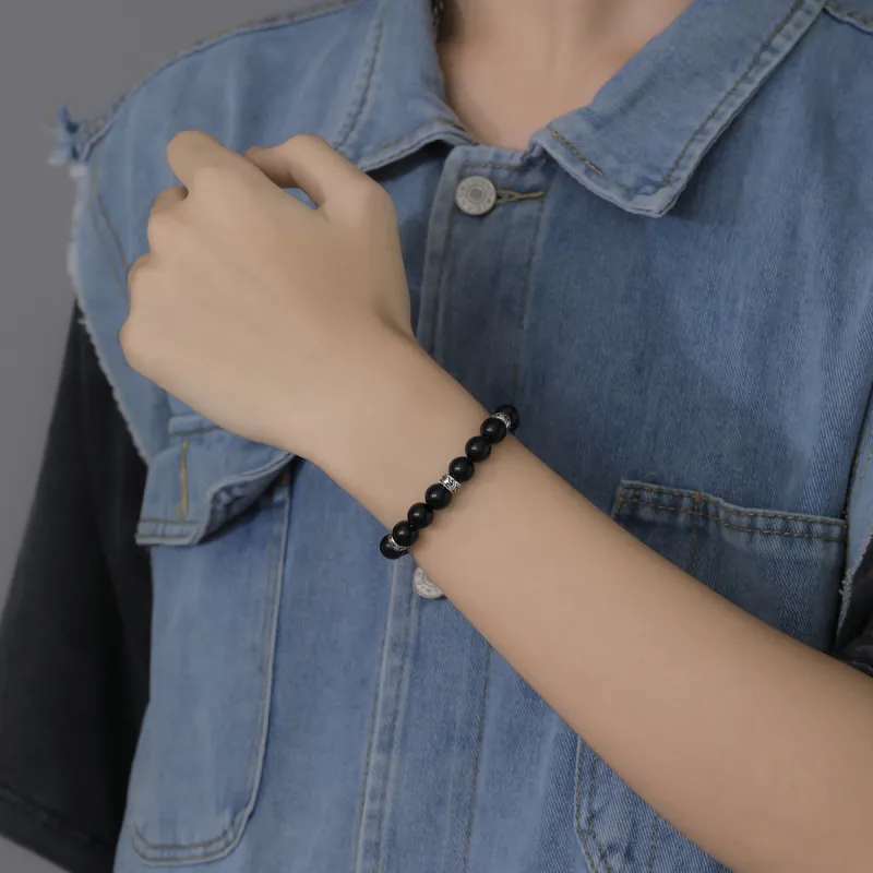 YFANXI Obsidian Jade Bracelets Men's-3