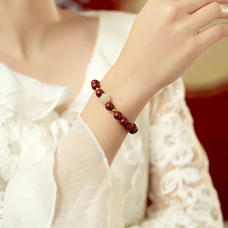 YFANXI Reconstructed Cinnabar Jade Bracelets Women's-4