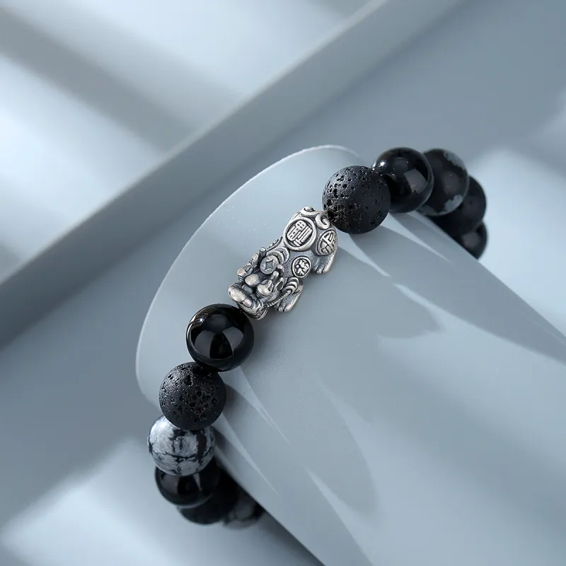 YFANXI Obsidian Jade Bracelets Men's-5