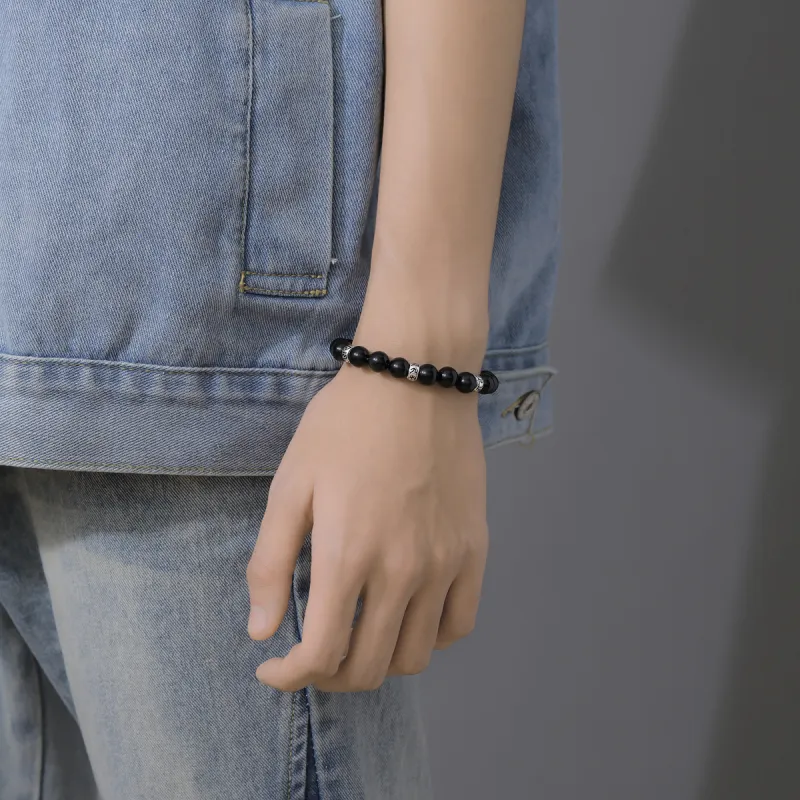 YFANXI Obsidian Jade Bracelets Men's-6
