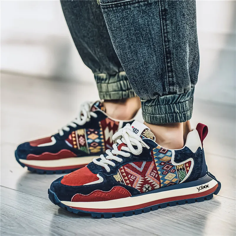 Yalu Low Top Cortez Shoes Paisley Ethnic Style Totem Niche Design Casual Shoes Men's-3