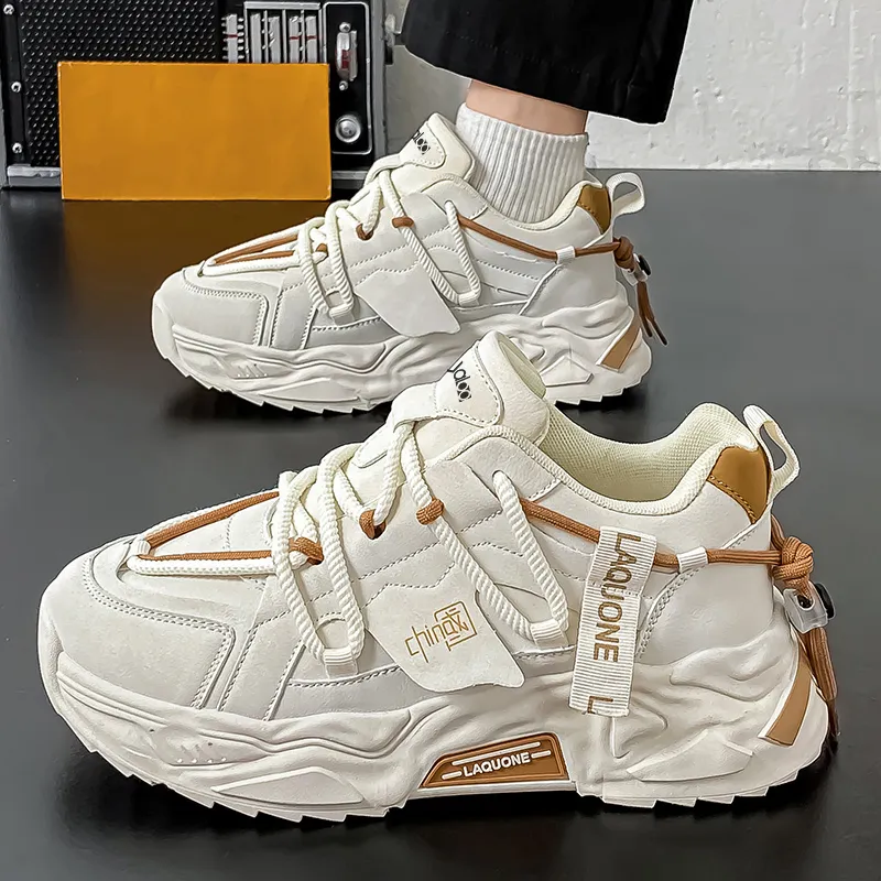 Yalu Fashion Chinese Fashion Trend Anti Slip And Wear Resistant Height Increasing Low Top Chunky Sneakers Men's-8