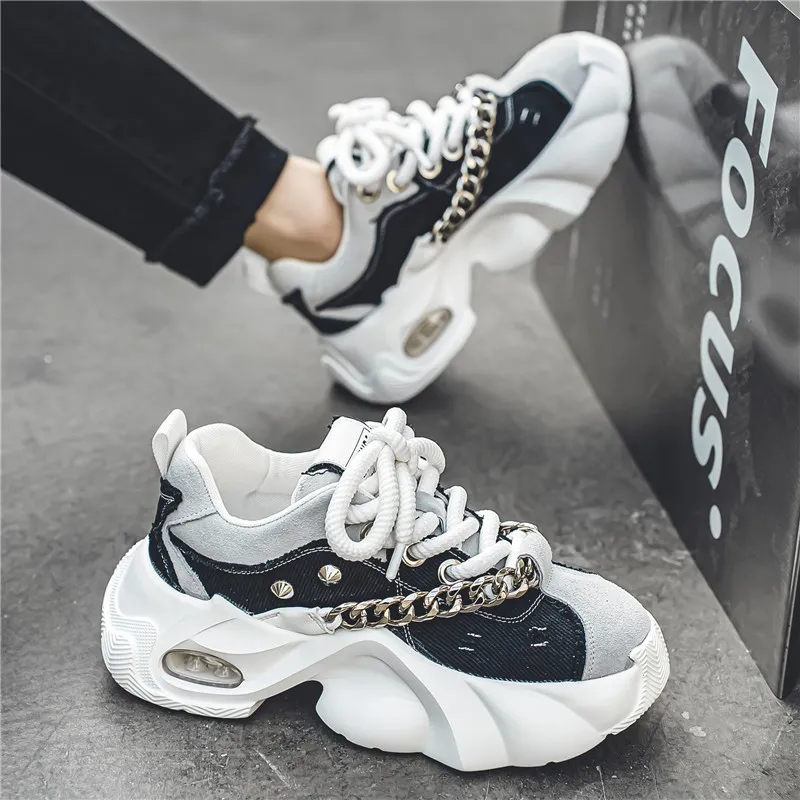 Yalu Anti Slip Wear Resistant Low Top Chunky Sneakers Men's-23