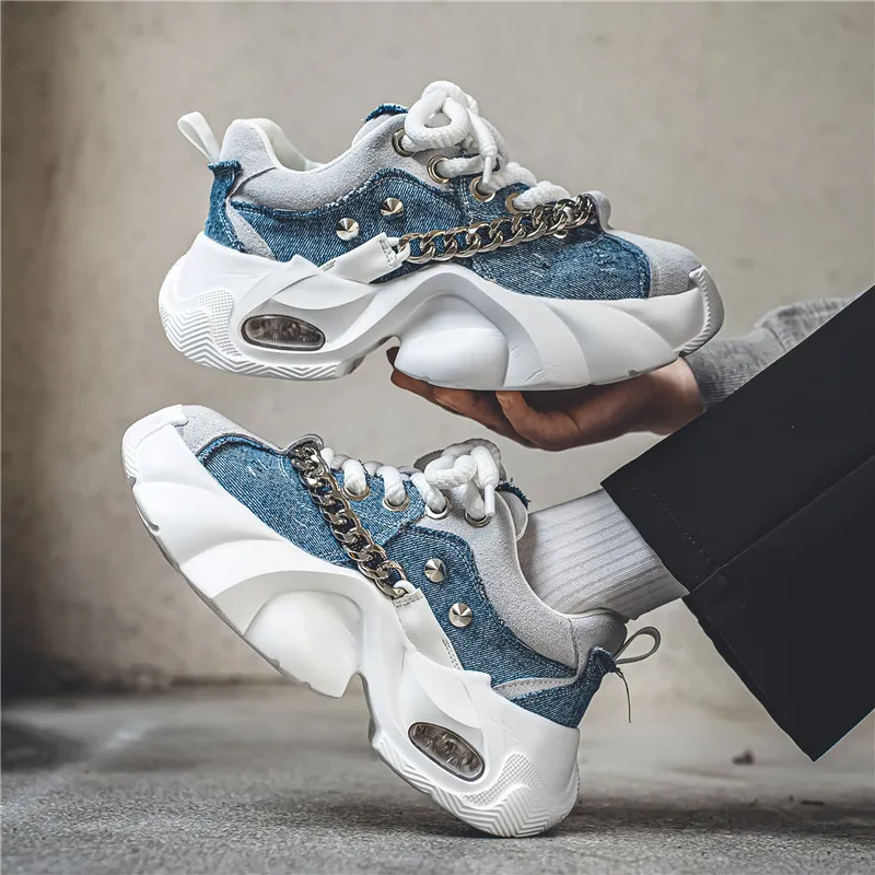 Yalu Anti Slip Wear Resistant Low Top Chunky Sneakers Men's-5