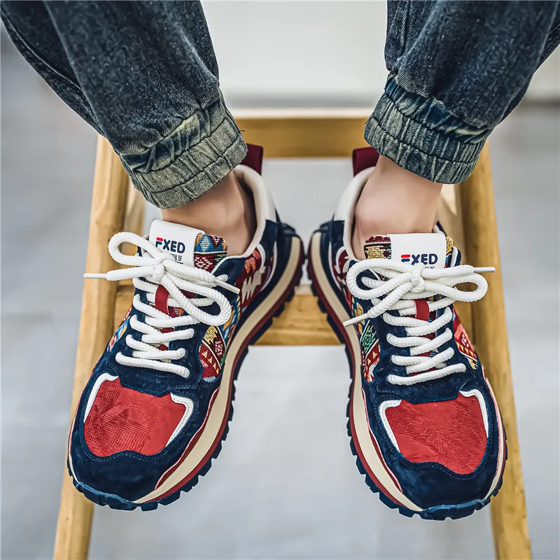 Yalu Low Top Cortez Shoes Paisley Ethnic Style Totem Niche Design Casual Shoes Men's-4