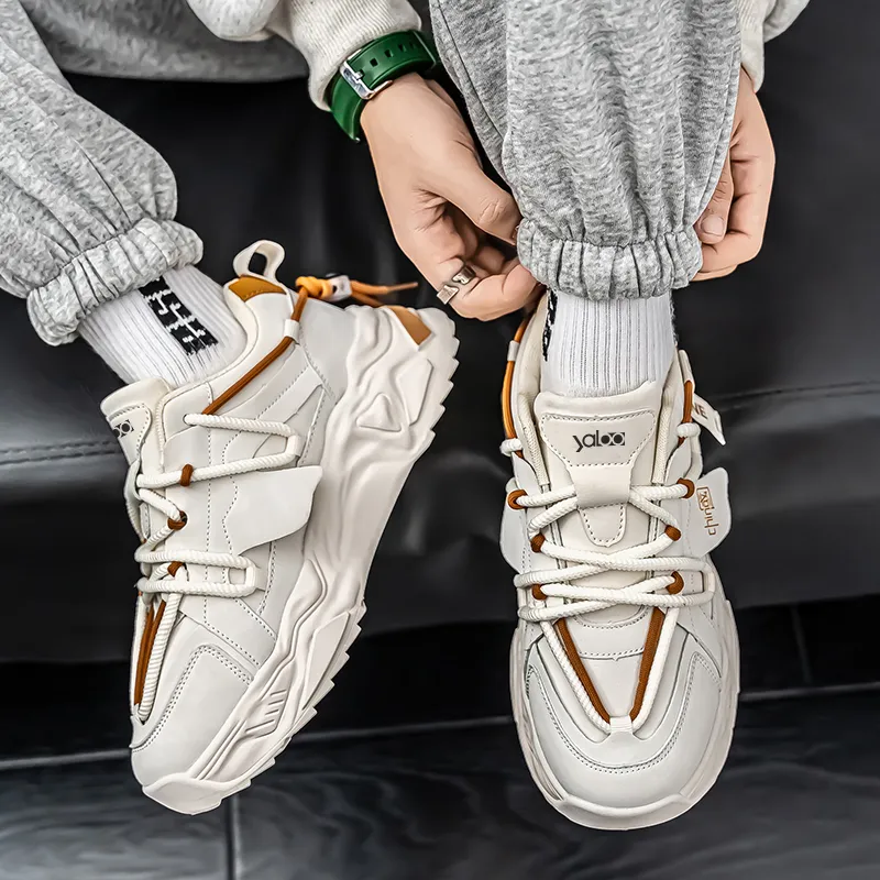 Yalu Fashion Chinese Fashion Trend Anti Slip And Wear Resistant Height Increasing Low Top Chunky Sneakers Men's-11