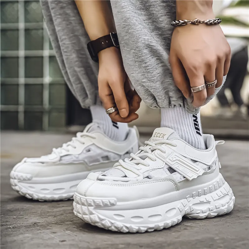 Yalu Breathable Lightweight Height Increasing Low Top Chunky Sneakers Men's-23