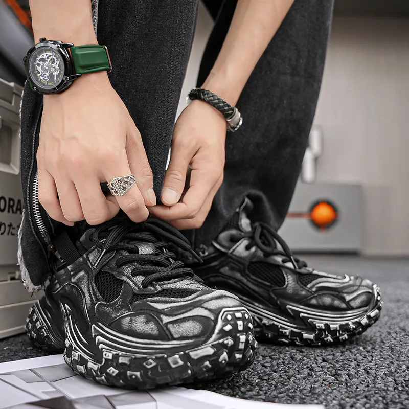 Yalu Abrasion Resistant Lightweight Height Increasing Low Top Chunky Sneakers Men's-7