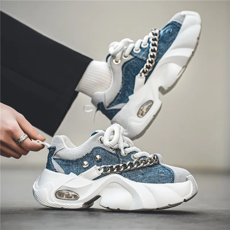 Yalu Anti Slip Wear Resistant Low Top Chunky Sneakers Men's-3