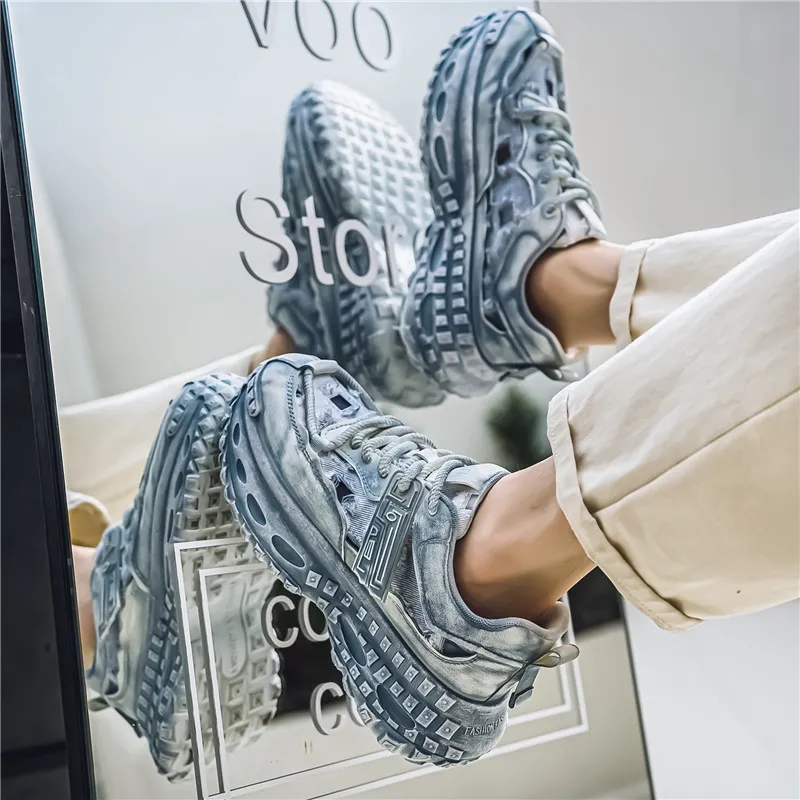 Yalu Breathable Lightweight Height Increasing Low Top Chunky Sneakers Men's-33