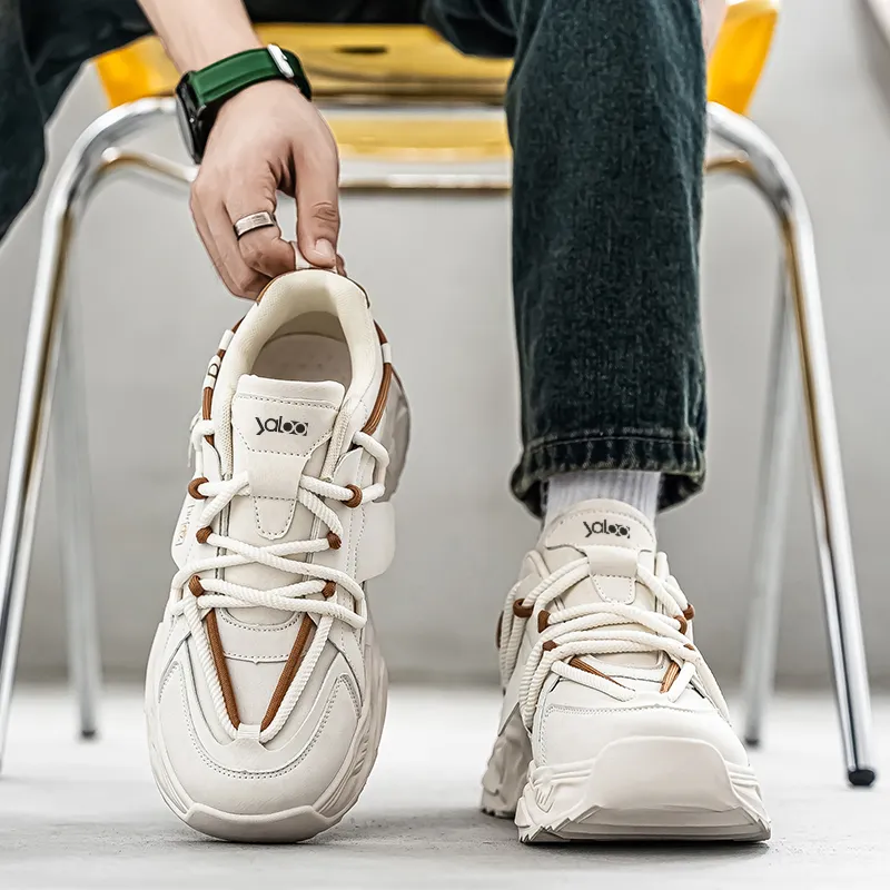 Yalu Fashion Chinese Fashion Trend Anti Slip And Wear Resistant Height Increasing Low Top Chunky Sneakers Men's-9