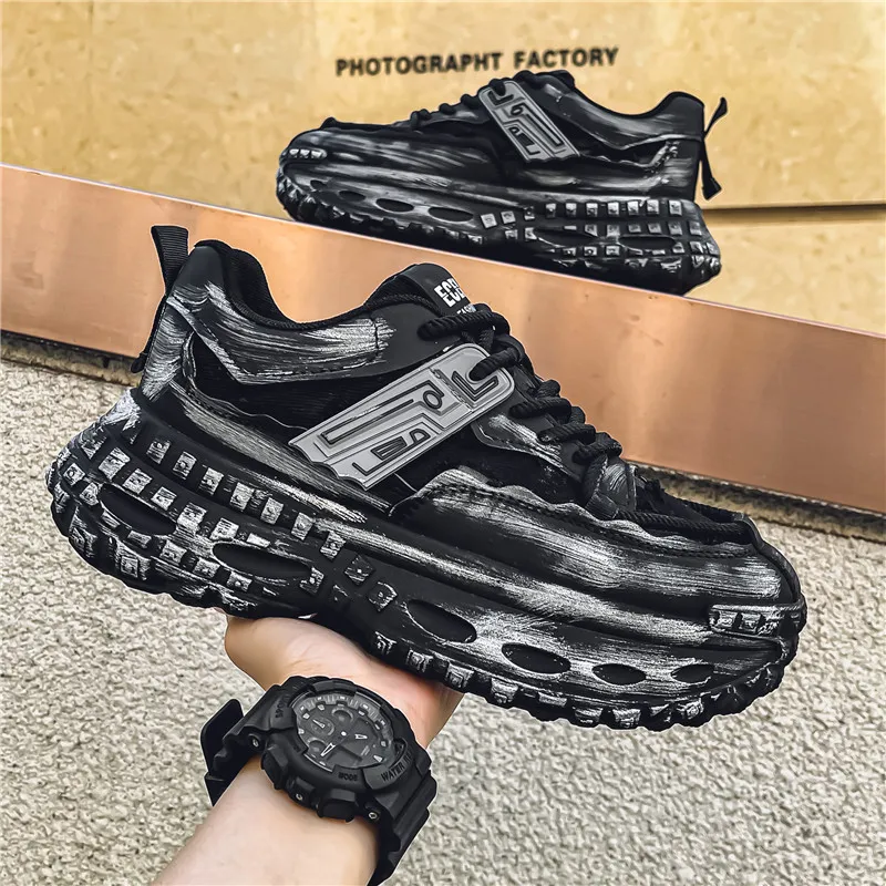 Yalu Breathable Lightweight Height Increasing Low Top Chunky Sneakers Men's-1