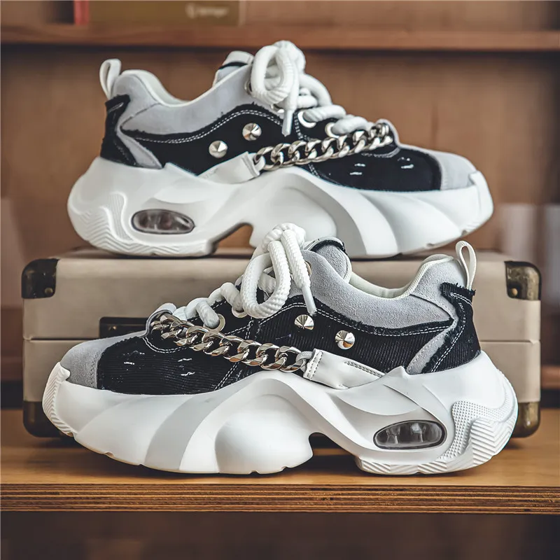 Yalu Anti Slip Wear Resistant Low Top Chunky Sneakers Men's-32
